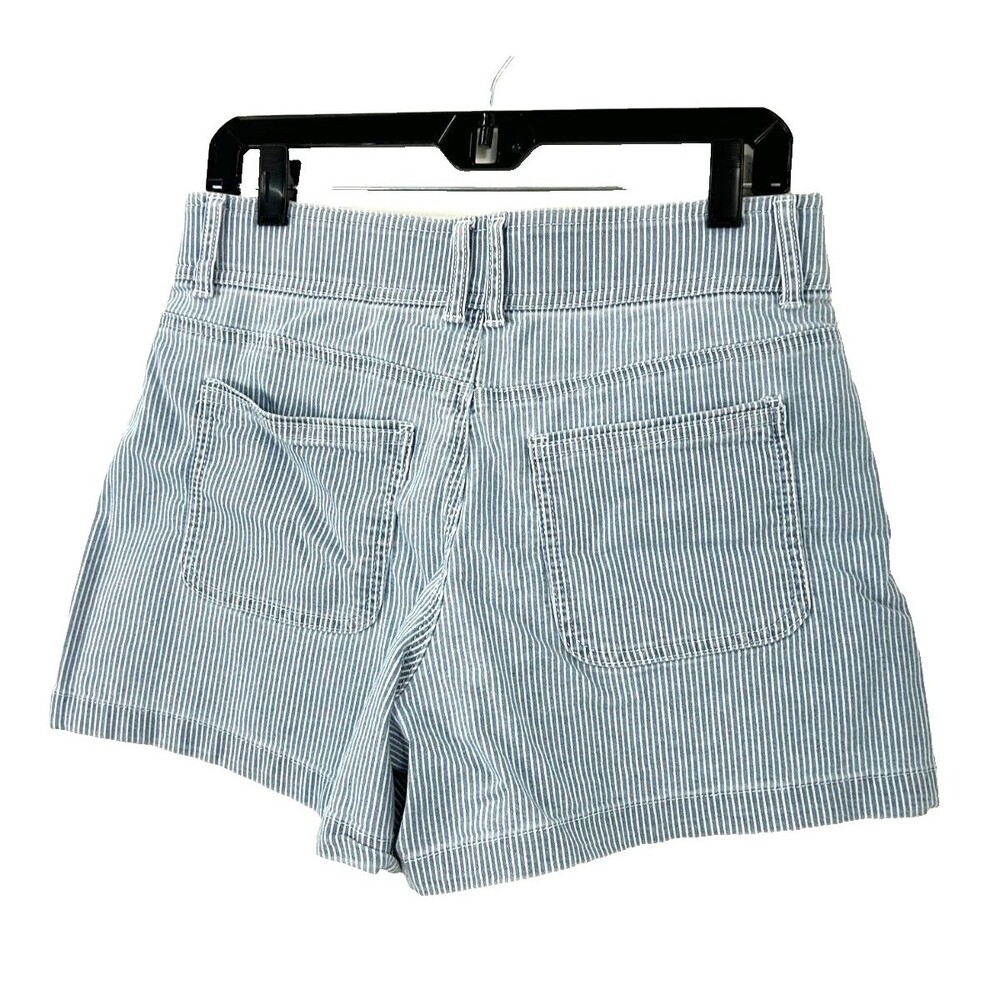 Draper James Women Blue White Sz 8 Welt Pocket High Rise Railroad Stripe Shorts - Picture 8 of 11